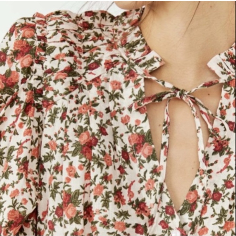 Free People Meant To Be Floral Smocked Boho Puff Sleeve Long Sleeve NWOT - Picture 5 of 11
